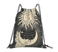 Daily Drawstring Swimming Bag Mystical Sun With Stars Space Moon, Premium Swimming Backpack, Lightweight String Sackpack, for Travel School 36X42cm