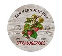 Daily Eggs Honey Metal Tin Sign Retro Strawberries Metal Tin Plaque Farm Fresh Country Theme Hanging Poster Southern Style for Table Bathroom Classroom Garden Ready to Hang 12x12in