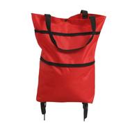 Daily Errand Bag with, Red | Foldable Grocery Tote Cart for Market Trips, Space Handy Home Storage Use