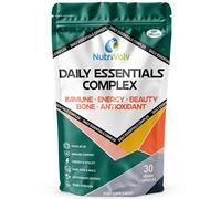 Daily Essentials Complex | 30 Vegan Capsules | One-A-Day Multivitamin with Bioactive B12, Methylfolate, Zinc Monomethionine, D3, Omega-3 & CoQ10 | Immune, Energy, Beauty & Bone Support | by NutriVolv