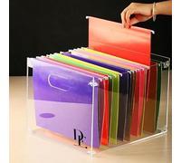 Daily Favorites DF Acrylic File Holder with Handles - Acrylic File Organizer - Clear File Box for Letter Size/A4 Folder Holder - Desktop Hanging File Organizer (Without Partition)