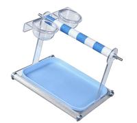 Daily Feeding Perch Station for Pet Bird Care, Blue | Textured Padding, Two Cup Holders, Removable Tray, Assembly Without Tools