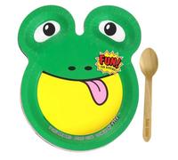 Daily Gemz Zoo Pal Plates, 15 Count Bundle with Disposable Animal Paper Plates - Cute Decoration for Dinner, Snacks, Parties, and Crafts with Eco Friendly Biodegradable Wooden Spoon