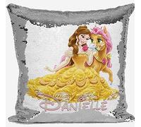 DAILY GIFTS Personalised Princess Design Any Name Magic Reveal Silver Sequin Cushion Cover 20 (Case + Filling)