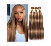 Daily Highlight Straight Human Hair Bundles P4/27 Brazilian Remy Hair Extensions Double Weft for Dating(30Inch 1 bundles)
