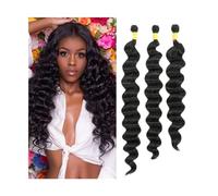 Daily Human Hair Bundles Loose Deep Wave Bundles for Black Women 1/3/4 Pcs Indian Remy Hair Extensions 8-40 Inch Curly Weave Bundles for Dating(24 26 28)