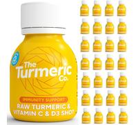 Daily Immune Support Turmeric & Vitamin C / D3 Shots | The Turmeric Co. | 28-Day Supply (28×60 ml Cold-Pressed Vegan | 1000 mg Vitamin C + 3000 IU D3 | No Added Sugar