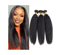 Daily Kinky Straight Hair Bundles Brazilian Virgin Hair Extensions 1/3 Bundles Thick Hair for Dating(12 12 12)