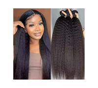 Daily Kinky Straight Human Hair Bundles 10-32 Inch Yaki Straight Brazilian Remy Hair Extensions for Dating(12 14 16)