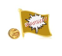 Daily Language Chat Emotion Excitement Golden Metal Flag Lapel Pin Badge