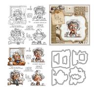 Daily Life of The Elderly Clear Stamps and Metal Die Cuts for Card Making