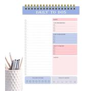 Daily Listing - Spools Type, No Date Daily Planner, Checklist Diary for Organising Work and Homework | Agenda Pad for Work Organisers and Daily Schedule