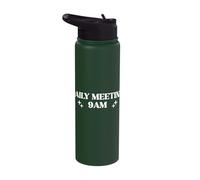 Daily Meeting 9AM Funny Office Remote Worker Stainless Steel Insulated Water Bottle