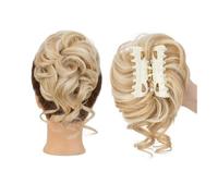 Daily Messy Bun Hair Piece Claw Clip Curly Wavy Synthetic Chignon Tousled Updo with Tendrils Hairpieces(18H613)