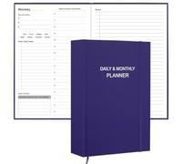 Daily & Monthly Planner for 2025 2026 or Anytime - ADHD Planner Two Pages Per Day, Daily Planner Undated to Increase Focus, Eliminate Overwhelm, Achieve Your Biggest Goals, 5.8'' × 8.3'', Purple