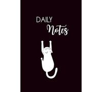 Daily Notes | Cute Cat Themed Notebook | A5 Lined Journal by Grey Crane Studio: Minimalist black cover with playful white cat design - perfect for daily journaling, to-do lists, or school notes.