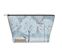 Daily Organiser, Birds in The Park On A Snowy Day Cosmetic Bag,Travel Organiser,Exquisite Toiletries Bag,Ladder Portable Cosmetic Organiser,Stationery Bag