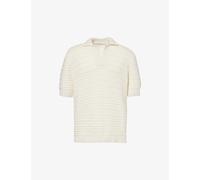 Daily Paper Mens Frost White Jabir Crochet-knit Cotton Polo Shirt M