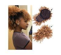 Daily Party Use Afro High Puff Hair Bun with Bangs Synthetic Kinky Curly Drawstring Ponytail Hairpiece(27)