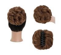 Daily Party Use Claw Clip Messy Hair Bun Scrunchie Wavy Curly Chignon Extensions Synthetic Tousled Updo Piece(Light Auburn)