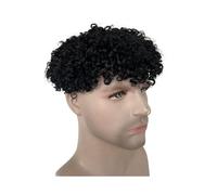 Daily Party Use Full Lace Men's Toupee Real Human Hair Replacement for Men Curly Hairpiece(Natural Color)