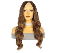 Daily Party Use Gradient Brown Front Lace Wig Women's Long Curled Hair Big Wave Headset