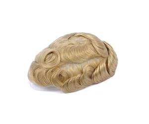Daily Party Use Indian Human Hair Men's Toupee Thin Skin Base Capillary Prothesis 613# Blond(7x9)