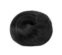Daily Party Use Messy Bun Hair Piece Elastic Straight Scrunchies Synthetic Donut Chignon for Women(Jet Black)