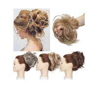 Daily Party Use Messy Bun Hair Piece Elastic Wavy Curly Scrunchies Synthetic Donut Chignon Ponytail Extensions(Dark Black)