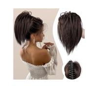 Daily Party Use Messy Bun Hair Piece Synthetic Fibre Claw Clip Short Straight Ponytail Extension Tousled Updo Hairpiece(8L)