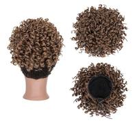 Daily Party Use Messy Curly Bun Hair Piece Large Updo Drawstring Buns Synthetic Ponytail Extension(Golden Brown)