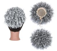 Daily Party Use Messy Curly Fluffy Bun Hair Piece Tousled Updo Elastic Drawstring Ponytail Extension Synthetic Scrunchies(Silver-Gray)