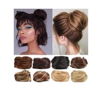Daily Party Use Messy Straight Hair Bun Donut Chignon Synthetic Claw Clip Extensions for Women(Dark Auburn)