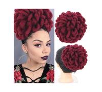 Daily Party Use Synthetic DreadLock Afro Puff Hair Bun Chignon Faux Locs Clip In Drawstring Pony Tail Pieces(BUG)