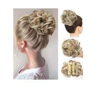 Daily Party Use Synthetic Messy Hair Bun Chignon Claw Clip in Piece Wavy Curly Ponytail Extensions(18H613)