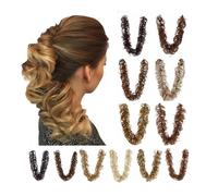 Daily Party Use Synthetic Messy Long Hair Bun Wrap Around Curly Hairpieces DIY Updo Chignon Ponytails Extensions(Medium Brown Mix Light Auburn)