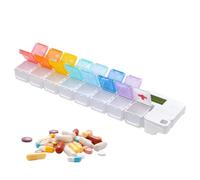 Daily Pill Box Reminder - Smart Medication Organizer, Automatic Electronic Dispenser | 14 Compartment Weekly Travel Case, Indoor Home Outdoor Use, Timed Alert Function, Portable Health Managem