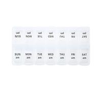 Daily Pill Organizer - 14 Grid PP Medicine Container with Removable Weekly Compartments | AM PM Tablet Dispenser Storage Holder | Portable Travel Sorting System for Supplements Prescription