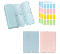 Daily Pill Organizer,2 Pcs 7 Compartments Portable Pill Case, Foldable Pill Organizer for Travel, Portable Daily Pill Case, Pocket Pharmacy with Labels, Magnetic Travel Pill Box-With 4 Pcs Label Stick
