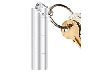 Daily Pill Organizer - 7.8cm Aluminum Case | Portable Keyring Storage - Waterproof Airtight Dispenser for Pills Supplements Jewelry Tea, Travel Outdoor Camping Hiking Cycling, Compact Multi-Compartmen