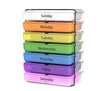 Daily Pill Organizer 7 Day Weekly Compact Prescription and Vitamin Organizers 4 Times a Day Breakfast Lunch Dinner and Bedtime for Daily Pill