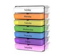 Daily Pill Organizer 7 Day Weekly, Compact Prescription Vitamin Organizer with 4 Times a Day Breakfast Lunch Dinner Bedtime