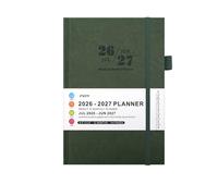 Daily Planner 2026-2027, A5 Day to Page Diary with Elastic Pen Loop, Journal Diary from January to December 2026, Weekly & Monthly Planner with Leather Cover for Home School Work (Green)