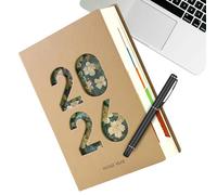 Daily Planner 2026 - PU Leather Thick Paper 21 x 14 x 2.5 cm | Weekly & Monthly Planner from January to December with 365 Day Notebook Home Office School Study | Organization