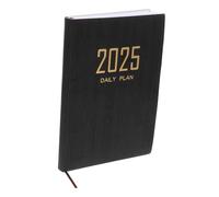 Daily Planner Notebook A5 Black Pu Paper 310 Pages 2025 | Back to School Decorations, Monthly Index Layout, Easy Page Turning, Practical Daily Scheduling
