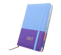 Daily Planner Notebook A5 Size PU Leather Cover Portable Ribbon Bookmark | Elegant Bi-color Design with Two-tone Cover, for Busy Professionals and Meeting Notes
