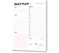 Daily Planner Notepad A5 Calendar Diary Organiser with Priority ToDoList Appointments Notes Meals and Water Intake Tracker 50 Undated Tear-Off Sheets Planning Pad 147 x 21 cm (57.9 x 8.3 inches)