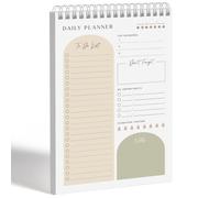 Daily Planner To Do List Notepad 60 Undated Pages,Almond,Twin-ring Spiral Bindling 6x9 Inch Desktop Daily Planning Notepad with Protective Cover,Notebook for Daily Tasks, Water Intake, Habit Tracker