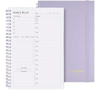 Daily Planner Undated, Asten To Do List Notebook Hourly Schedules Planner Spiral Appointment Planner Notebook for Men and Women, Day Planner for ADHD, Work Planner with Inner Pocket 8.3"x 5.8"(Purple)