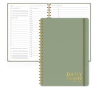 Daily Planner Undated - Simplified To-Do List Notebook with Hourly Schedule, Spiral Appointment Organizer, 5.5" x 8.5", Boost Productivity & Manage Tasks Effectively, Green